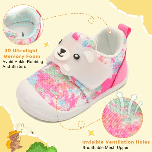 Image of FEETCITY Baby Walking Shoes Wide Baby Shoes Boys Girls Infant Sneakers Crib Shoes Breathable Toddler Barefoot Shoes Slip On Shoes