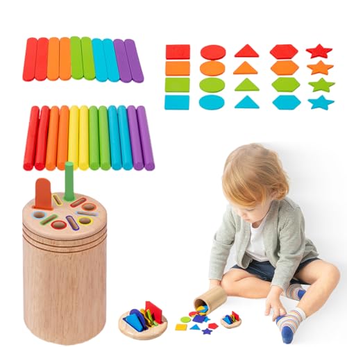 WRQIOO Montessori Juguetes a partir de 1, 2 y 3 años, 3 en 1, juguete de madera Montessori, colores y formas, juego de clasificación, juguete de motricidad de madera, juguete sensorial para niños