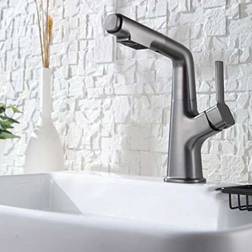 Robinet de lavabo avec douchette extractible pour nettoyer la vasque sans éclaboussures