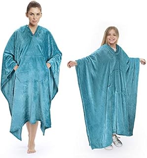 Poncho Blanket Comfy Plush Fleece Wearable Blanket for Adult Women Men Kids Throw