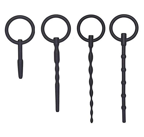 Tsukitoy 尿道プラグ シリコン製 ミニ尿道ブジー リング付き初級者向け 男性用 プラグ ｓｍプレー 大人のおもちゃ(4点セット)