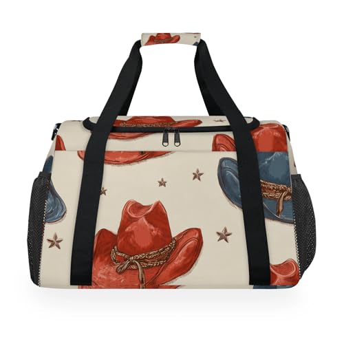 Cowboy Hat Vintage Travel Duffel Bag Weekender Overnight Bags for Women Men Foldable Waterproof Tote Bag with Trolley Sleeve