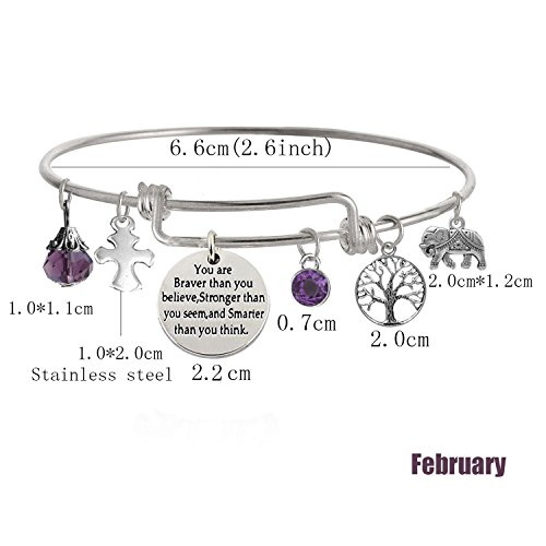 Image of inchYou Are Braver Than You Believe Stronger Than You Seem and Smarter Than You Think Inspirational Bracelet Expandable Bangle for Women