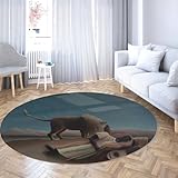 WEECHAINGE Circular Serenade Desert Moon Alfombra 120cm Tapete Piso Lavable a Máquina Alfombras Redondas Ligeras Pila Corta para Dormitorio Chimenea Sala Juegos Habitación Invitados Patio Porche