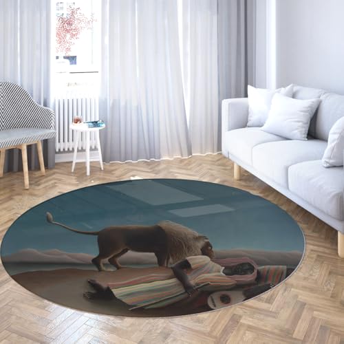 Tapis de sol lavable machine rond 100cm antidérapant Desert Moon Serenade