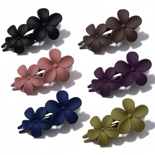 Image of Alvero 3-Piece Korean Matte Hair Claw Clip Set for Women & Girls, Strong Hold Stylish Hair Clips, Lightweight Non-Slip Hair Accessories for Party & Occassional Wear (Pack of 3 Pc) (Luxe Blossom)