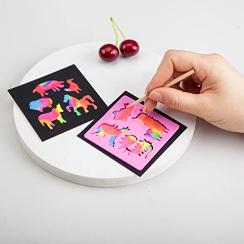 Havamoasa Rainbow Scratch Note Card Rainbow Scratch Cards Kid Mini Scratch Art Pad With 100Sheets Scratch Paper Diy Party Supply For Kid Gift With Mould #TOP2