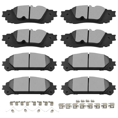 Image of SCITOO D1879 D1324 Front Ceramic & Rear Metal Brake Pads Sets w /Hardware Fit 16-22 For Lexus For RX350,18-22 For RX350L,16-22 For RX450h,18-22 For RX450hL,20-21 For Toyota For Avalon,20-24 For Camry