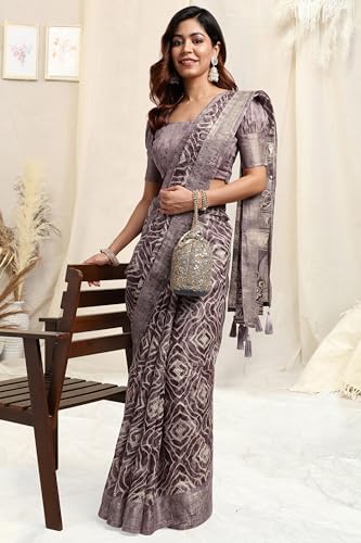 Image of MIRCHI FASHION Women Saree Cotton Blend Kalamkari Printed | Comfortable Office and Regular Daily Use Sari with Unstitched Blouse Piece