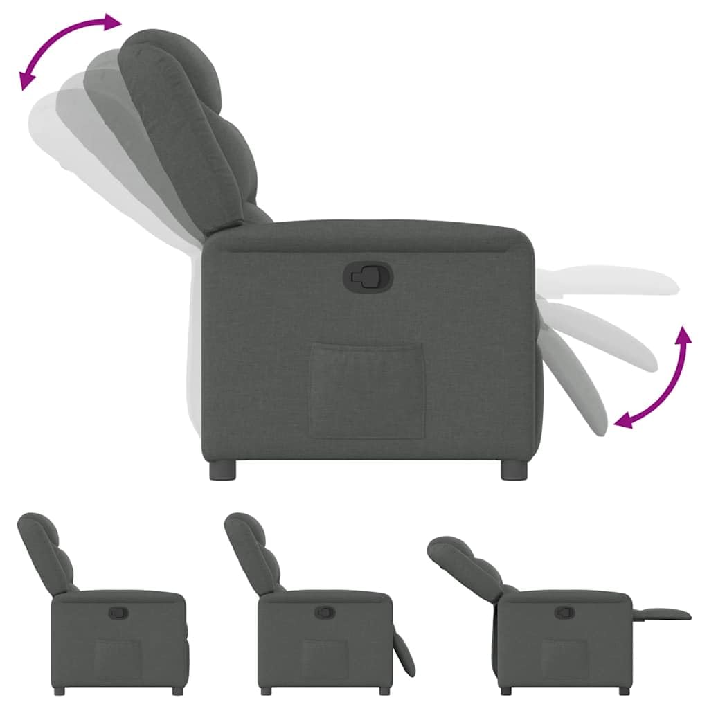 vidaXL Sillón reclinable de Tela Gris Oscuro