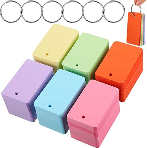 600-Piece Index Cards With Rings - Colored Ruled Flashcards, 4x6 Inches, 12 Metal Rings