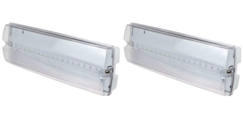 Paquete de 2 bombillas LED de emergencia para mamparo – 3 W mantenido/no mantenido 3 horas
