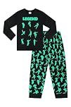 ThePyjamaFactory Brand Emote Legend Dance Gaming All Over Gaming Black Green Cotton Long Pyjamas (9-10 Years)