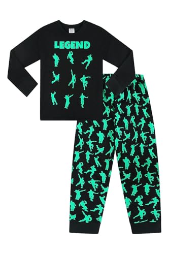 ThePyjamaFactory Brand Emote Legend Dance Gaming All Over Gaming Black Green Cotton Long Pyjamas (9-10 Years)