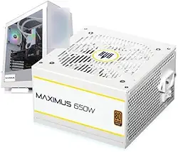 Fonte de Alimentação ATX 650W, 80 Plus Bronze, PFC Ativo, Sem Ruído, Maximus