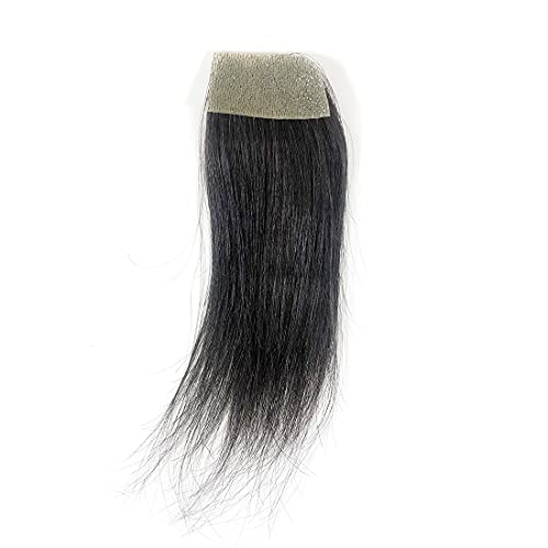 Meiverah scar human hair replacement Accidental burns without hair for men women Hairline Loss Straight Tape in Replacement Toupee (Natural Black, 0.78“x1.5)