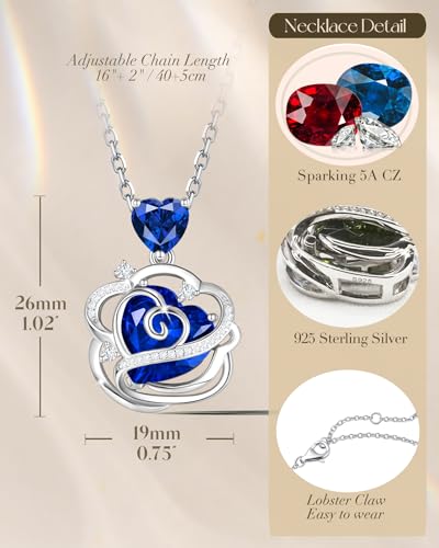 FANCIME Thornless Pulse Birthstone Necklace for Women Sterling Silver Rose Pendant Fine Jewelry Gemstone Birthday Christmas Gifts for Wife Her - Image 5