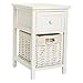 Produktbild JUEYAN Nachttische 2er Set Hochglanz Nachtschrank Weiss Kommode mit 1 Schublade und 1 Rattankorb für Schlafzimmer