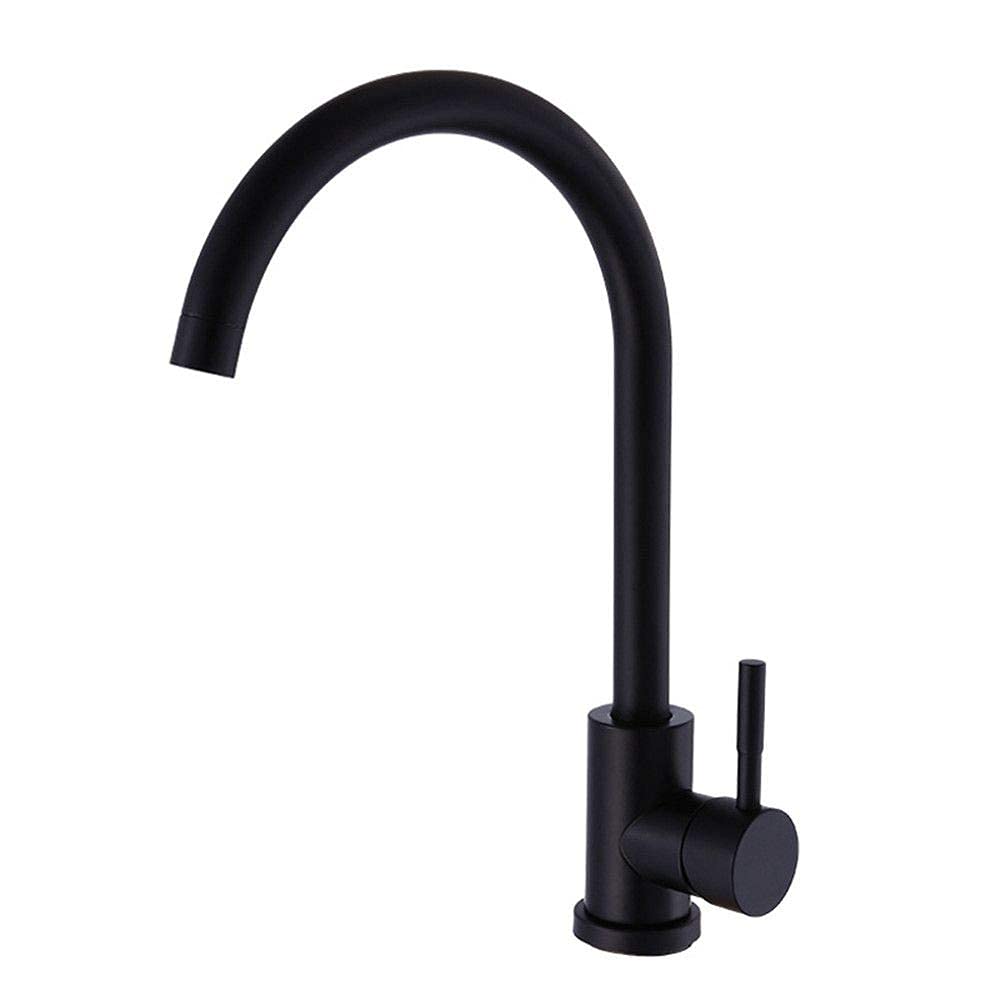 Grifo de cocina de acero inoxidable 304 negro con caño giratorio premium