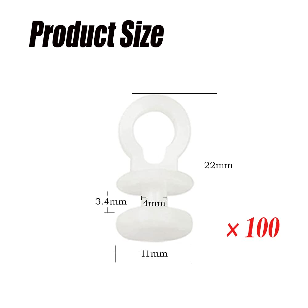 100 sztuk hak do zasłon, plastikowe ślizgacze do karnisza, białe hak do karnisza, ślizgacze do okien, drzwi, zasłon prysznicowych (11mm)