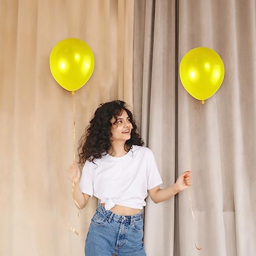 Image of 120 Pack Pearl Yellow Balloons, Bright 12 inch Royal Yellow Latex Party Balloons for Birthday Wedding Baby Shower Halloween.