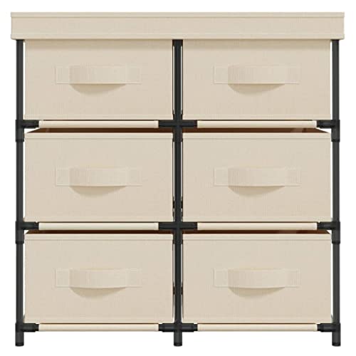 Cómoda de 6 cajones y estructura de acero de 55x29x55 cm color crema para organizar el salón 5