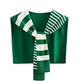 WaJuemy Casual Shawl Wraps for Women Knitted Knotted Shawls Travel Scarf Cape Shoulder Tops Fashion Sweater Wrap Accessories(Green Stripe)