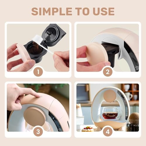 Image of KIDWILL 2 in 1 One Cup Coffee Machine Serve Coffee Maker - One Touch Automatic Coffee Machine with Reusable Coffe Brewer, Glass Cup & Accessories for Home & Office (Pink)