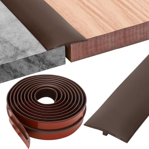 RANJIMA Profilé de transition, profilé en T, autocollant, 5 x 300 cm, pour seuil de porte en PVC, en forme de T, pour seuils de porte et sols de raccordement, pour carrelage stratifié