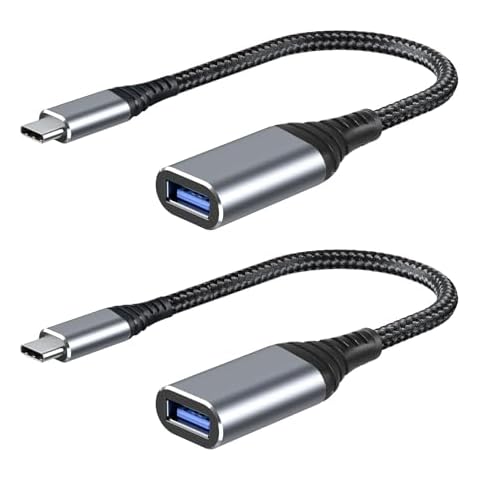 ROTOPATA USB C to USB Adapter, 2 Pack Type C Male to USB 3.1 Female OTG Cable Converter, 5 Gbps High Speed, USB Adapter Compatible with MacBook Air Pro, Samsung Galaxy, Grey Cover