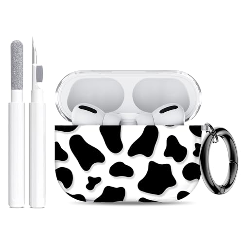 Image of for AirPods Pro 3 Case (2025) with Cleaner Kit, Cute Soft Silicone Cover Compatible AirPods Pro 3rd Genera case with Keychain for Women Men with Keychain for Airpod Pro case(2025) Black Cow Print