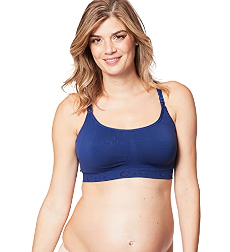 Cake Lingerie Women's Nursing Bra Wireless Cotton Candy Seamless Maternity Bra Racerback Small Navy