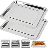 Baking Pan Stainless Steel Set of 2, 12.4'x11' Air Fryer Pan Replacement Tray for Cuisinart TOA-060 and...