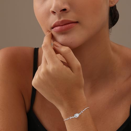 LeCalla 925 Sterling Silver Mother Mary Collection | Lightweight Religious Bracelet Jewelry Rosary Mother Mary Cross Bracelet's for Women2