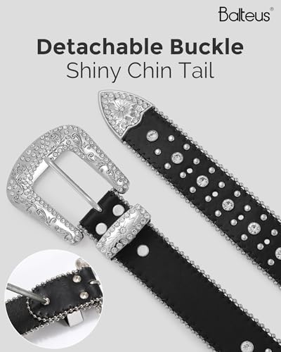 Image of Sparkly Rhinestone Diamond Sequin Studded Belt for Men & Women - Western Cowgirl Cowboy Style