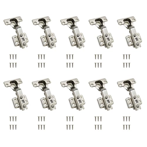 Image of VOLO 10 Pieces (Pack of 5 Set) Concealed Cabinet Hinges with Screws | 0 Crank - Full Overlay | Auto Hinges for Kitchen Cabinets, Mild Steel European Style Hinge for Home, Office & Wardrobe
