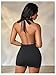 MakeMeChic Women's Halter Open Back Mini Dress Y2K Deep V Neck Party Dresses Black Small