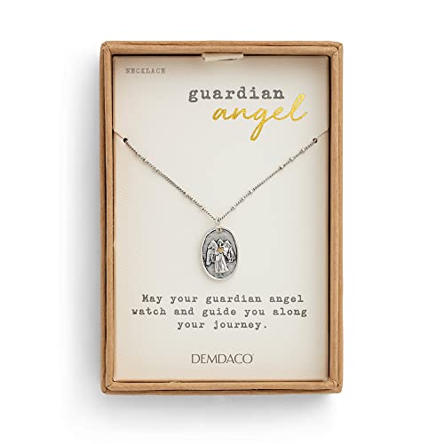 DEMDACO Guardian Angel Wing Heart Silver Gold Plated One Size Brass Metal Charm Necklace4