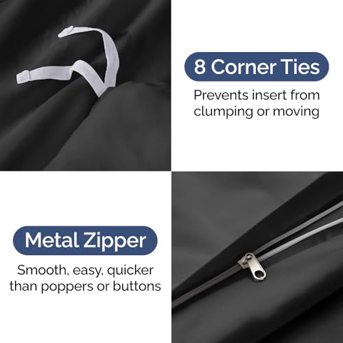 Image of Duvet Cover Super King Size Set - Extra Soft Super King Duvet Cover 108 inch x 98 inch with 2 Pillow Shams for Women, Men, Kids & Teens - Hotel Luxury w / Zipper Closures & Ties - Comfy & Breathable (Black)