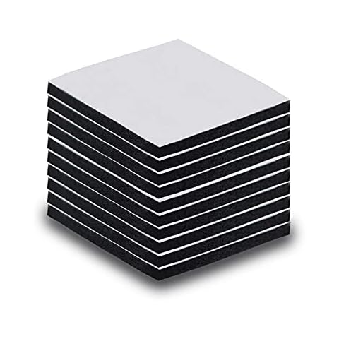 Double Sided Sticky Pads Black, 10 Pcs Adhesive Foam Pads, 40 x 40mm Squares Mounting Pads Cover