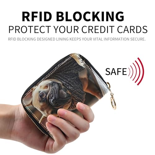 Small Wallet for Women Credit Card Protector RFID Blocking Leather Travel Cash Wallet with Coin Pocket Cute French Bulldog Dog2