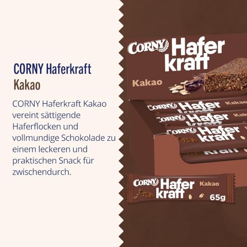 Haferriegel Corny Haferkraft Kakao, Vollkorn & Vegan, Großpackung 12x65g