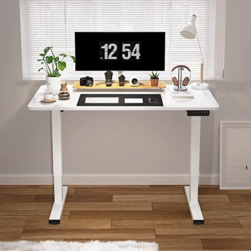 Flexispot En1 Large Stand Up Desk 55 Inches Whole-Piece Desk Computer Workstation Ergonomic Memory Controller Height Adjustable Standing Desk (White Frame + 55" White Top, 2 Packages) #TOP3