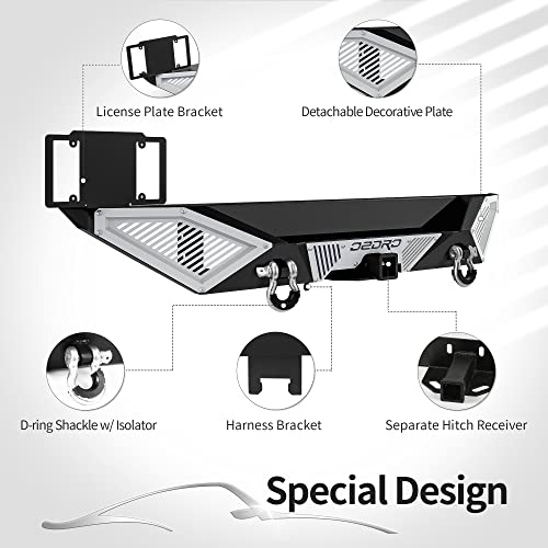 Image of OEDRO Rear Bumper Combo Compatible with 2018-2026 Jeep Wrangler JL & Unlimited JLU (2 /4 Doors),Off Road Full Width with Hitch Receiver & D-Rings & Paintable Armor
