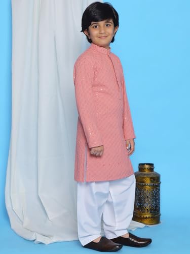 Image of AJ DEZINES Kids Kurta Pajama Set For Boys | Embroidery Chikankari Kurta Set | Traditional & Festive Outfit | Cotton Stylish Boys Kurta Pyjama | Perfect For Festivals Wedding & Family Function
