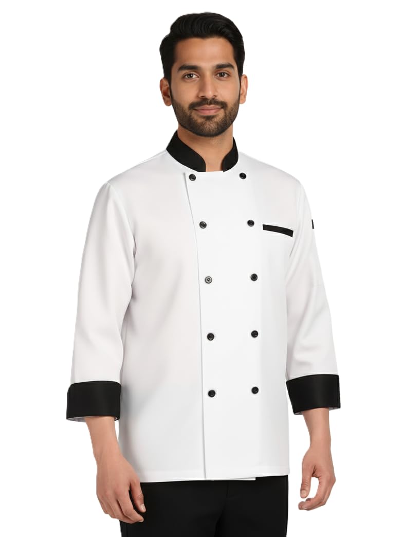 Chef Dress For Men and Women Full Sleeve Classic Chef Coat with Double-Breasted Design –
