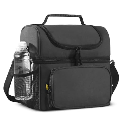 MIER Mens Insulated Lunch Box, Dual Compartment Large Lunch Bag Coolers with Shoulder Strap for Men Women Adult to Office Work, Picnic, Travel, Outdoors, Dark Gray