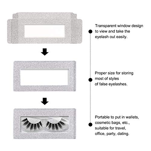 Magefy 30 Pieces Eyelashes Packaging Box, Empty Eyelash Boxes Lash Box Packaging Glitter Paper Eyelash Storage Box Soft Paper Lash Case (Silver) #TOP3