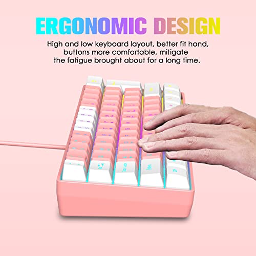 Gaming-Tastatur-Maus-Kombination, RGB-Keyboard + Mäuse + Mauspad, Stecker und Spiel, mechanisches Gefühl Tastatur Rainbow LED Gaming Mouse 3600 DPI, für PS4 PS5 PC Mac Laptop (Rosa) - Image 5