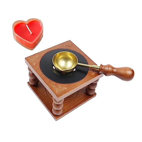 HAPINARY 1 Juego Estufa De Cera De Haya Sello De Cera Cuchara Pegatinas La Cera De Soya Se Derrite Automático Crisol Para Cera Tortita Sellos De Lacre Calentador De Cera Pote De Cera Madera